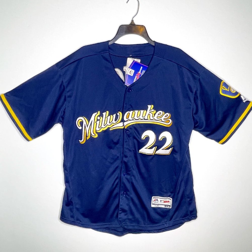 Christian Yelich Milwaukee Brewers Majestic MLB Baseball Jersey Men's Size XL 48